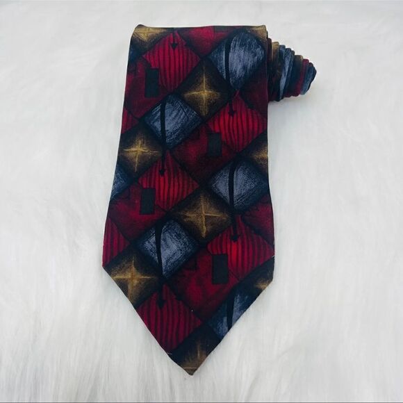 Jimmy V John Madden Collection Two Mens 100% Silk Necktie Stonehenge Made in USA - Picture 2 of 10